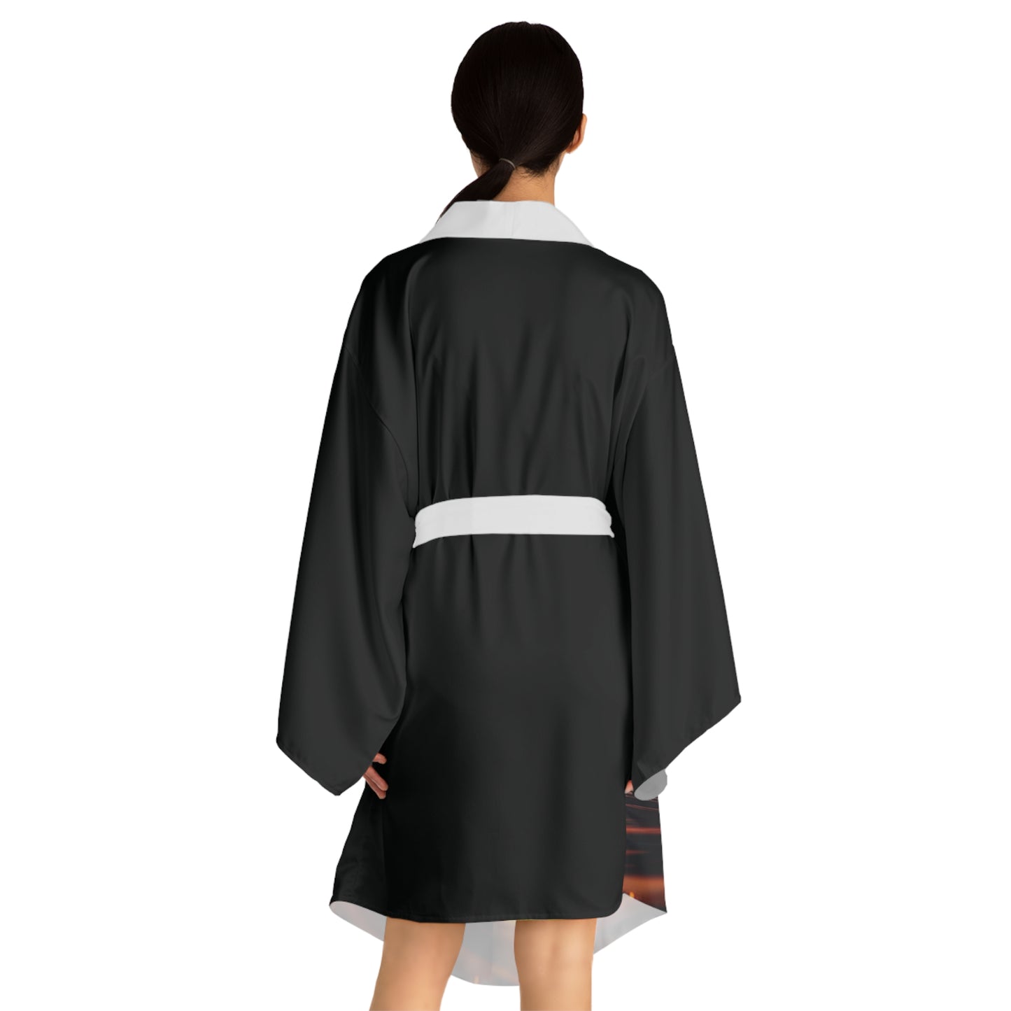 Sunset Waves Long Sleeve Kimono Robe - Vibrant Beach Style for Relaxation