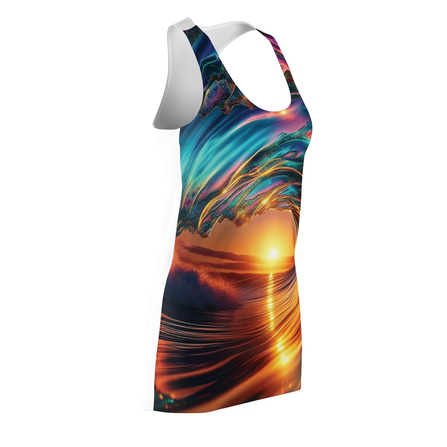 Sunset Wave Racerback Dress - Vibrant Beachy Vibes for Summer Fun