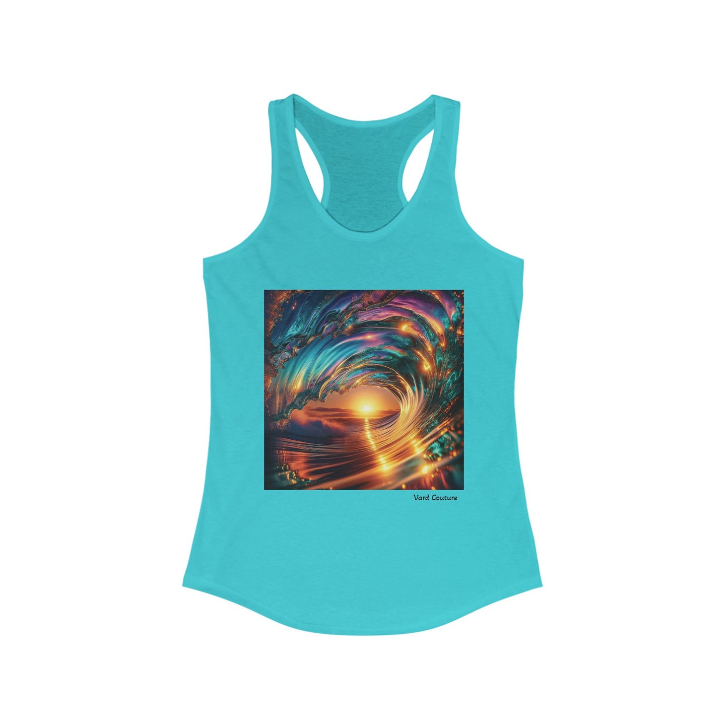 Sunset Wave Women's Racerback Tank - Vibrant Beach Vibe Tee