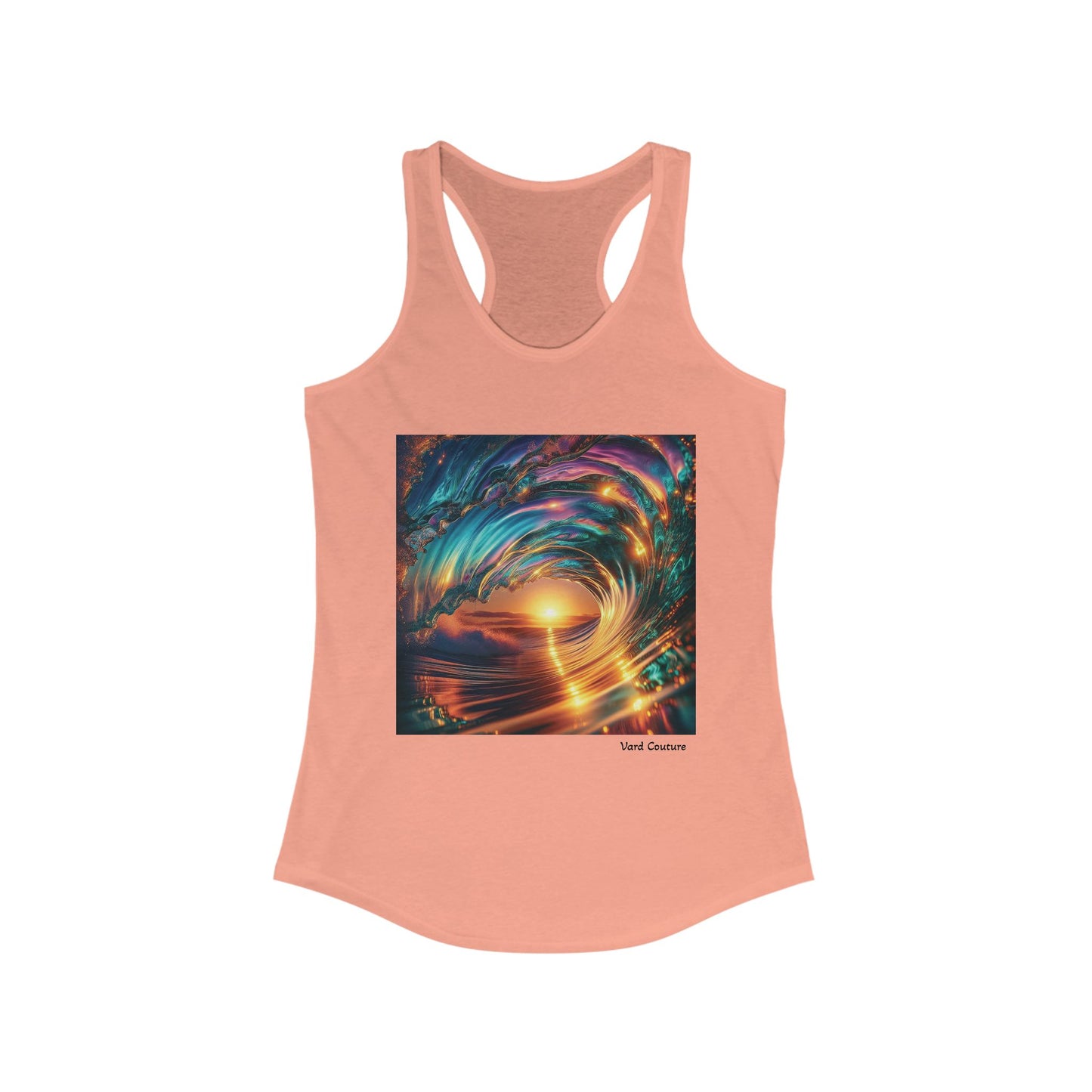 Sunset Wave Women's Racerback Tank - Vibrant Beach Vibe Tee