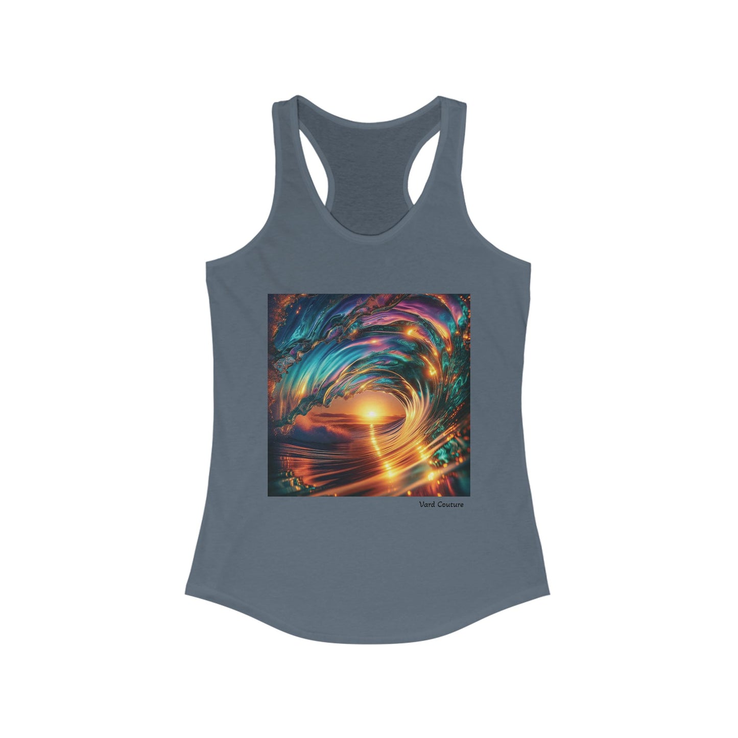 Sunset Wave Women's Racerback Tank - Vibrant Beach Vibe Tee