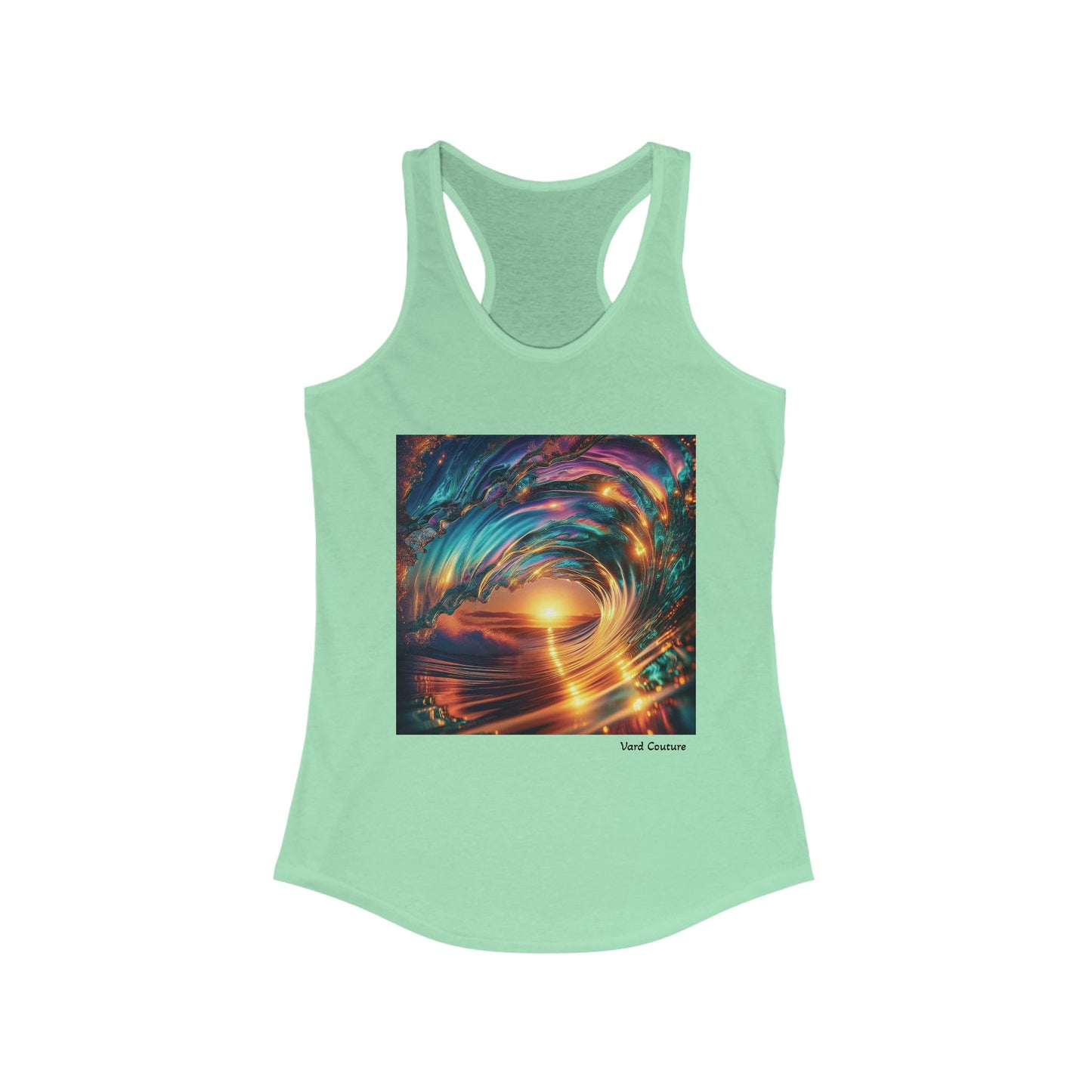 Sunset Wave Women's Racerback Tank - Vibrant Beach Vibe Tee