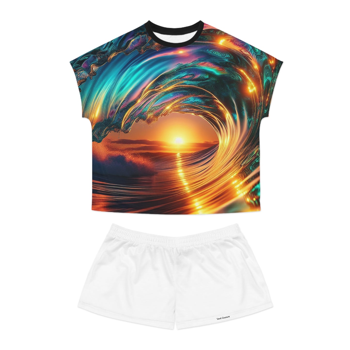 Ocean Sunset Women's Short Pajama Set – Relaxing Sleepwear for Beach Lovers