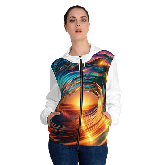 Vibrant Ocean Wave Women’s Full-Zip Hoodie - Cozy, Stylish, Perfect for Beach Lovers