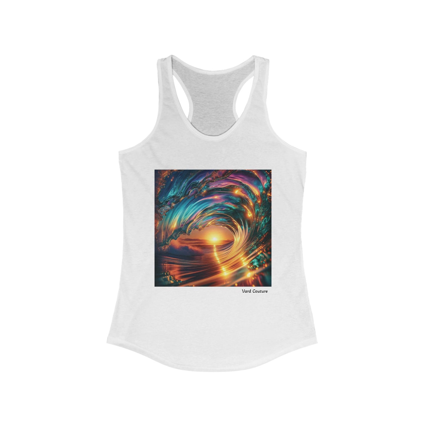 Sunset Wave Women's Racerback Tank - Vibrant Beach Vibe Tee