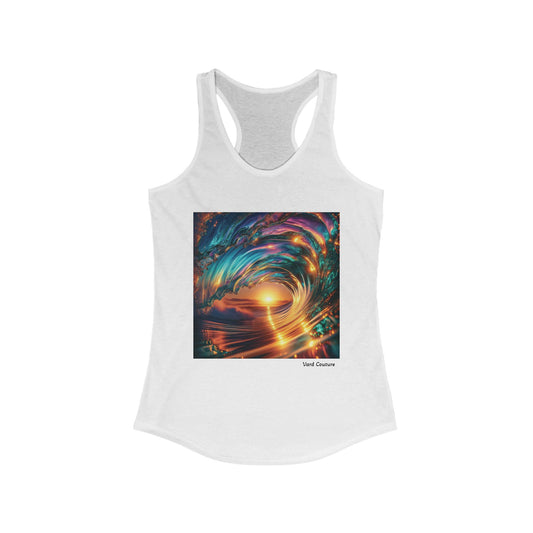 Sunset Wave Women's Racerback Tank - Vibrant Beach Vibe Tee