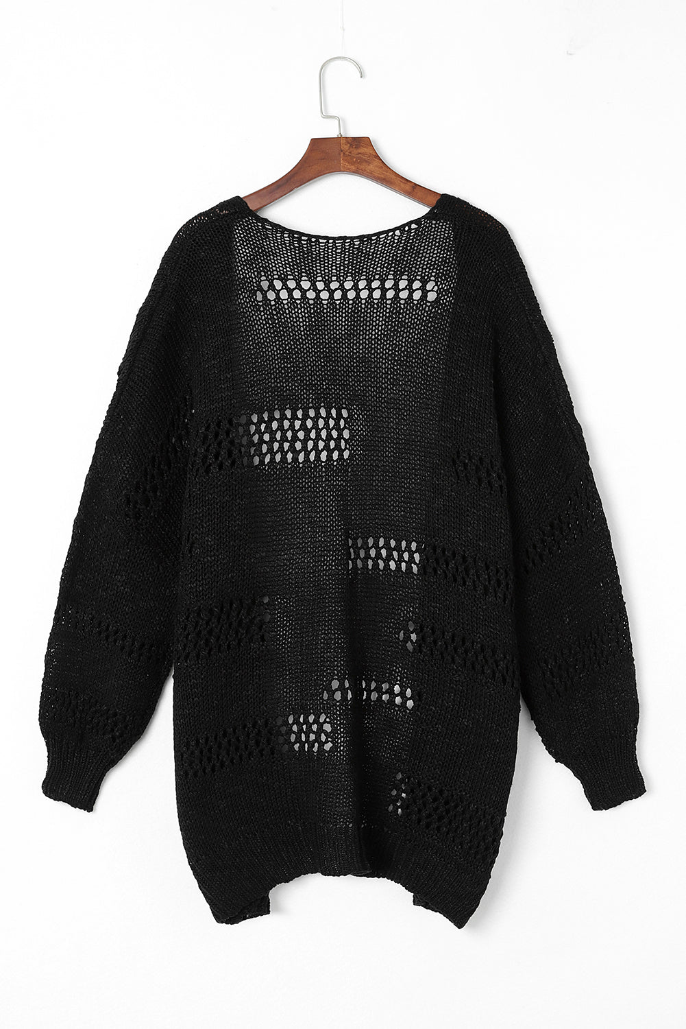 Openwork Open Front Long Sleeve Cardigan