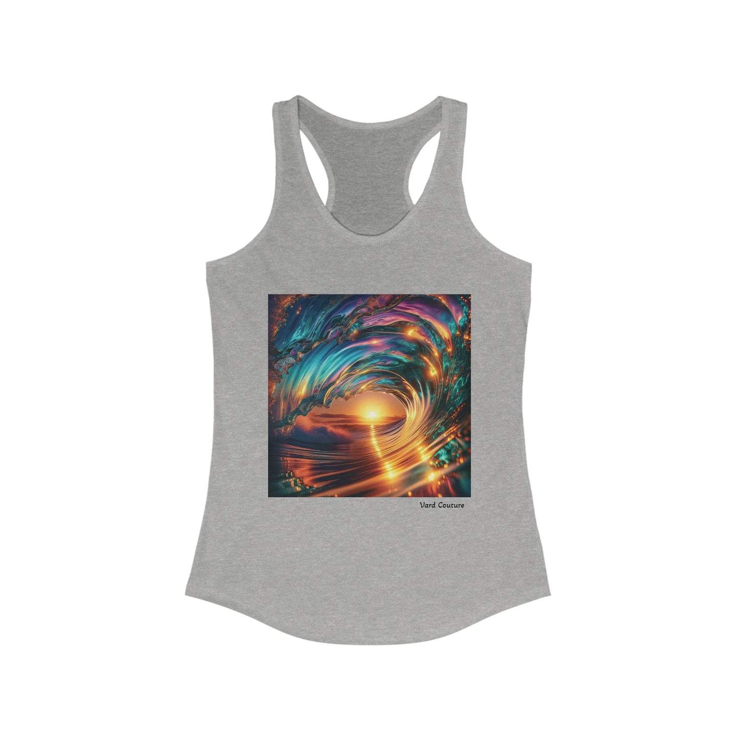 Sunset Wave Women's Racerback Tank - Vibrant Beach Vibe Tee