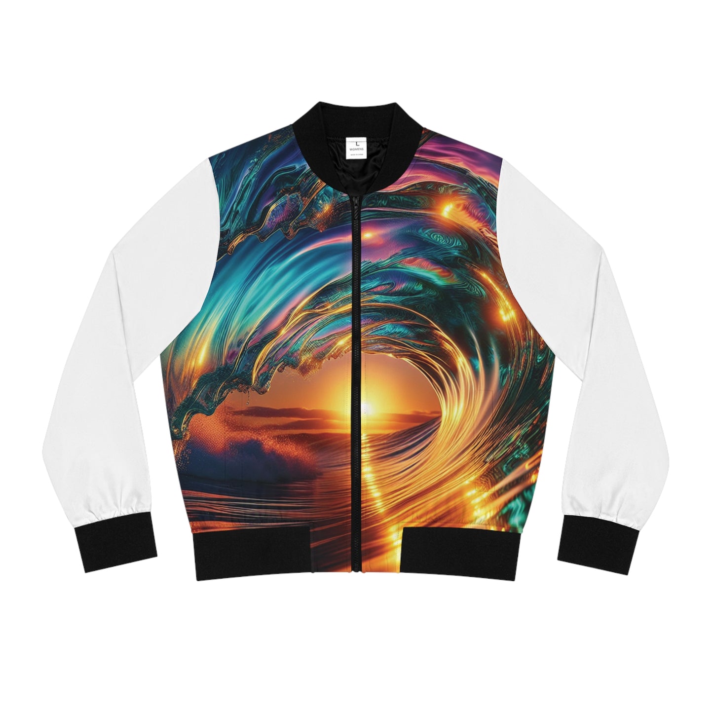 Vibrant Wave Women's Bomber Jacket - Trendy Streetwear