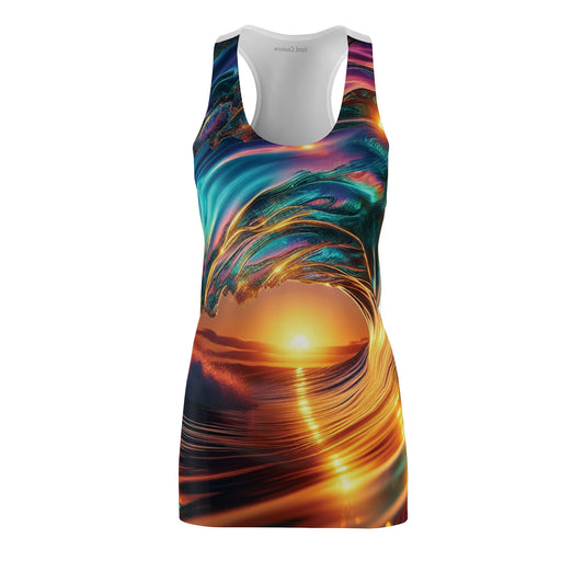 Sunset Wave Racerback Dress - Vibrant Beachy Vibes for Summer Fun