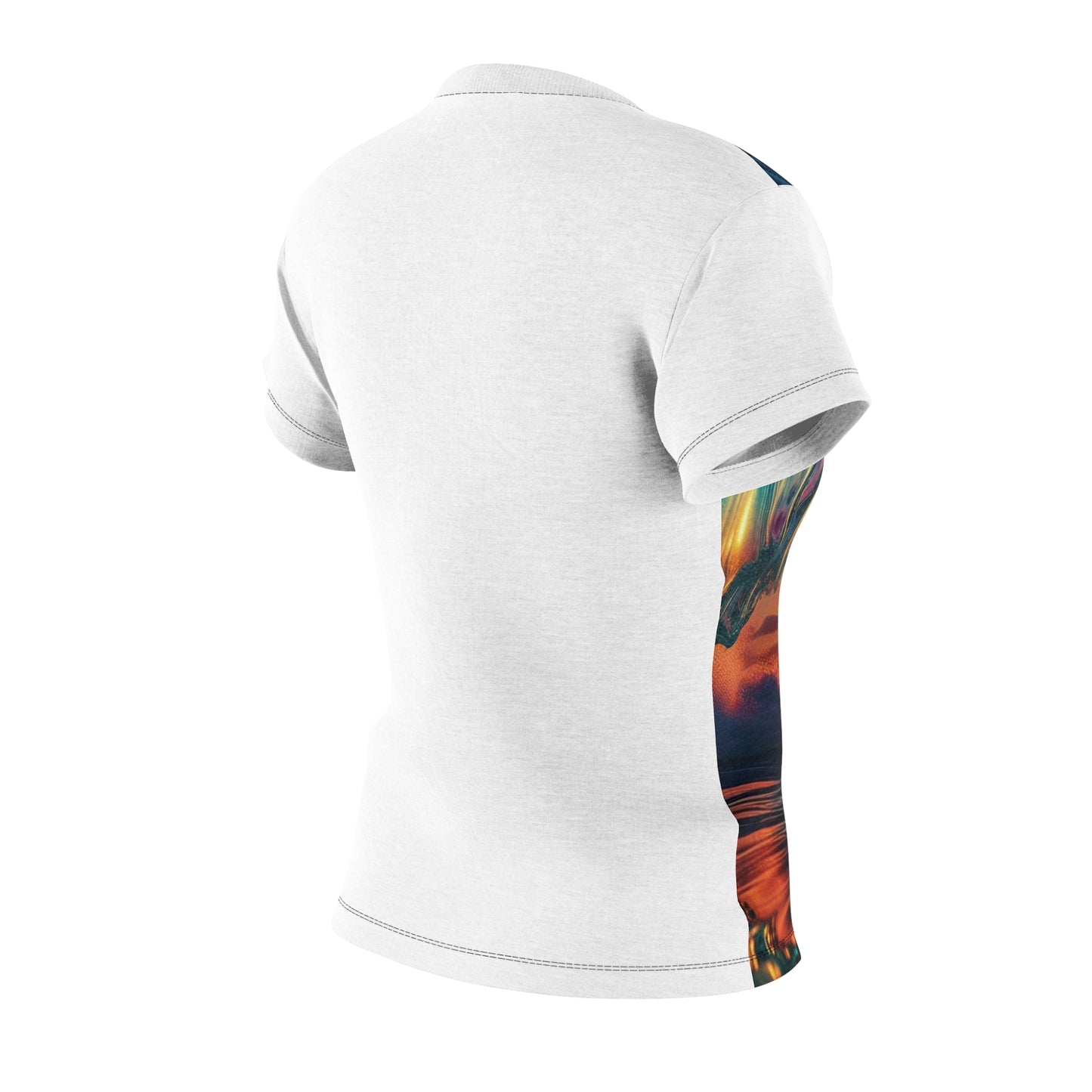 Sunset Wave Art Women's Cut & Sew Tee - Vibrant Beach-Inspired Top