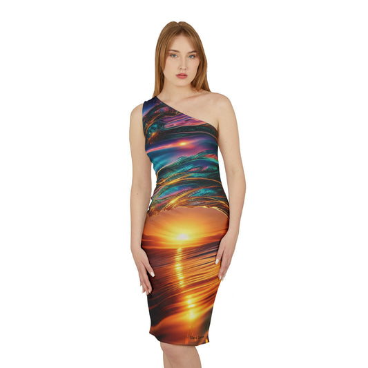 Sunset Wave Off-Shoulder Dress | Vibrant Summer Fashion