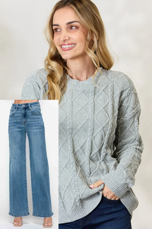 Round Neck Sweater with Jeans